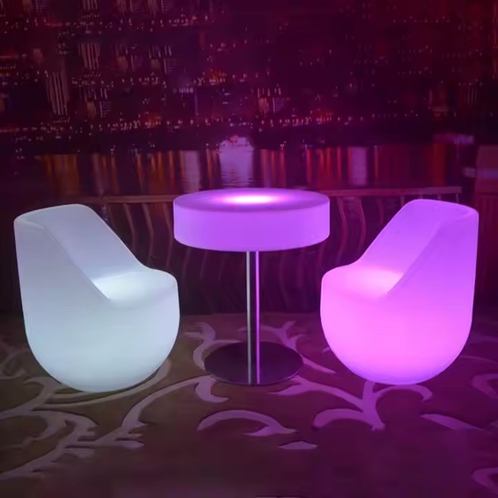 Youfine Rechargeable Led Light Waterproof Bar Chair Glow Plastic Party Furniture Outdoor Patio Furniture Coffee Tables